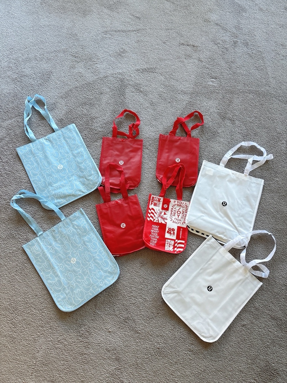 NWT! lululemon athletica Tote Set in Red, Light Blue, and White